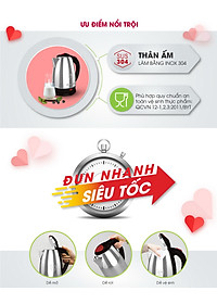 Ấm điện siêu tốc INOX 304 RẠNG ĐÔNG 1.8L RD-AST18ST2- Hàng chính hãng