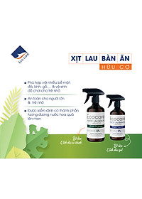Xịt Lau bàn ăn hữu cơ Bồ hòn tinh dầu Quế 500ml thương hiệu Ecocare