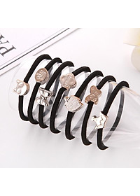 100 dây thun chun buộc tóc hạt kim loại phong cách Hàn Quốc nhiều màu mẫu ngẫu nhiên