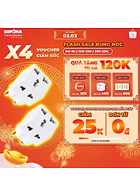 Ổ chia điện đầu nối thông minh P15 SOPOKA 1 chia 2 cửa có ổ cắm 3 chấu tiện lợi