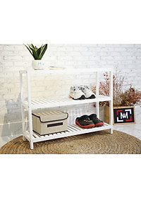KỆ GIÀY GỖ/ KỆ TRANG TRÍ LẮP RÁP HÀN QUỐC ĐA NĂNG 3 TẦNG - BENCH 3F 800  WHITE