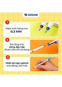 Hộp 10 cây Bút lông kim - Bút mực nước Beebee Thiên Long FL-04 mực tím