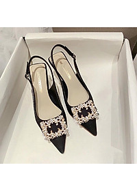 Giày Sandal Sục Bít Mũi Cao Gót Nữ 5 Phân Hàng Xịn Siêu Đẹp - MS 036