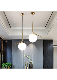 Đèn thả trần trang trí cao cấp hiện đại hình cầu trang nhã mạ Crom đẹp mắt MOON LAMP - đã bao gồm bóng LED