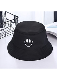 Mũ bucket tai bèo nam nữ thêu icon mặt cười độc đáo, chất vải kaki 2 lớp chống nóng tốt - Hạnh Dương