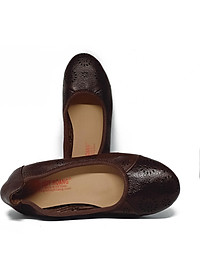 Giày nữ hoa văn Huy Hoàng da bò màu nâu đất HT7952