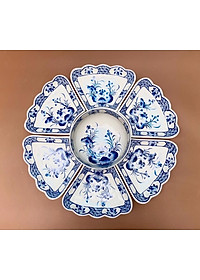 BỘ BÁT ĐĨA HOA MẶT TRỜI SEN XANH 18 CHI TIẾT