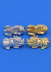 Chuỗi tay Gỗ Huỳnh Đàn 15 ly - Vòng tay Tỳ Hưu inox vàng VGHUDTHHBV15 - Vòng đeo tay size lớn, phù hợp cho nam