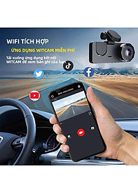 Camera Hành Trình Wifi 2 Mắt Màn Hình IPS 2.0 FHD 1080P 12MP 30fps IR/Mic Quay Chụp Rõ Nét Kết Nối Android/iOS