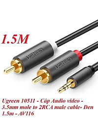 Ugreen UG10511AV102TK 1.5M màu Đen Cáp âm thanh 2 đầu Bông sen sang 3.5mm dương - HÀNG CHÍNH HÃNG