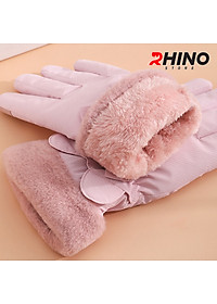 Găng tay Nữ giữ ấm lót lông cừu, chống gió Rhino G9022 cảm ứng điện thoại, đi xe máy