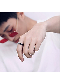  Nhẫn nam nữ thời trang hợp kim titan khảm đen cực đẹp