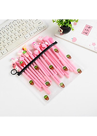 Combo 10 bút ngộ nghĩnh màu hường dễ thương tặng túi zip