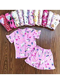 Đồ bộ bé gái, bộ pijama ngắn tay cho bé gái size 18-35kg chất cotton mềm mát