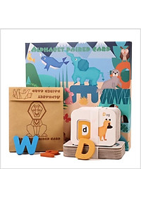 ALPHABET PAIRED CARD, bộ thẻ bảng chữ cái và số tiếng anh, bằng gỗ tự nhiên, sơn phủ 3 lớp cao cấp
