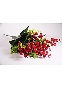 Hoa giả đẹp trang trí nhà cửa chùm Cherry đỏ hạnh phúc nhiều màu - Cao 40cm bụi 7 cành