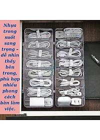 Hộp Nhựa Trong Suốt Đựng Cáp Sạc & Phụ Kiện - Hộp Chia Ngăn Đa Năng Lưu Trữ Dây Sạc- Hộp Đựng Dây Cáp Mini Có Nắp Đậy- Hộp Nhựa Trong Suốt Đựng Đồ Công Nghệ- Hộp Lưu Trữ Dây Điện, Củ Sạc, Văn Phòng Phẩm