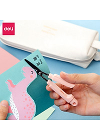 Kéo mini tiện lợi 105mm Deli - Có khóa an toàn - Xanh/ Hồng - 77761