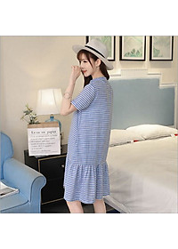 Váy, Đầm Bầu Công Sở Dự Tiệc Dáng Suông Azuno AZ102 Họa Tiết Kẻ Caro Mặc Mùa Hè Rất Mát