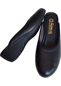 Dép bít mũi nữ Trường Hải đế xuồng cao 4cm da bò thật mềm mại BM177