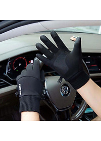 Găng tay nam mùa đông cảm ứng lót nỉ lông cực ấm lòng bàn tay chống trượt cao cấp GTN89