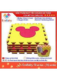 Bộ 10 tấm Thảm xốp cho bé ECOBABY, thảm xốp đạt tiêu chuẩn Mỹ và Châu Âu, độ dày khoảng 1cm, kích thước 1 tấm 30x30cm - Mickey