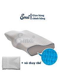 Gối cao su non có gel lạnh Ema cho người lớn – Chống ngủ ngáy, giảm đau mỏi cổ vai gáy – Phòng ngừa thoái hóa đốt sống cổ – Phong cách Nhật Bản