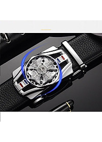 Thắt lưng nam, dây nịt nam khóa tự động dây da cao cấp bền đẹp - Thiết kế mặt xoay 360 đính đá thời thượng DXX89