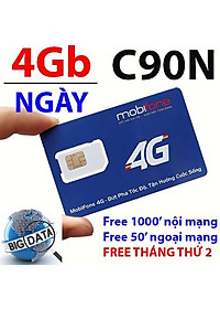 SIM 4G Mobifone C90N Tặng 120GB/ tháng ( 4GB/ngày) - 1000p gọi nội mạng, 50p gọi ngoại mạng - Hàng chính hãng