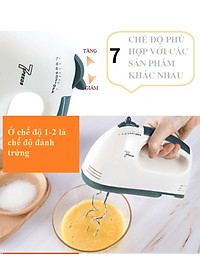 Máy Đánh Trứng Cầm Tay 7 Tốc Độ Công Suất Lớn Tặng Kèm 4 Que Đánh Cao Cấp Thép Không Gỉ - Hàng Chính Hãng - Hàng Nhập Khẩu