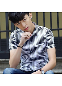 Áo Sơ Mi Nam Ngắn Tay Phối Kẻ Sọc Mẫu RF03 Thời Trang Cao Cấp PONIVA Chất Vải Mềm Mịn Chuẩn Shop