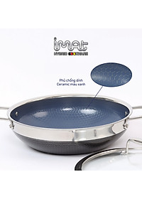 [Hàng chính hãng] Chảo xào đa năng iMAT Hybrid lòng xanh mới, đường kính 28cm. Chiên, xào, áp chảo..