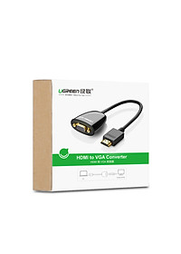 Bộ Chuyển Đổi Ugreen HDMI Sang VGA Audio Cáp Tròn Có Nguồn Phụ 40253 - Hàng Chính Hãng