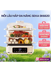 (HOT NEW) Nồi Lẩu Hấp 4 Tầng 24L SEKA SK6620 - 1500W Đa Năng 4 in 1 Hấp, Lẩu, Khử Trùng, Tiệt Trùng - Hàng Chính Hãng Bảo Hành 2 Năm