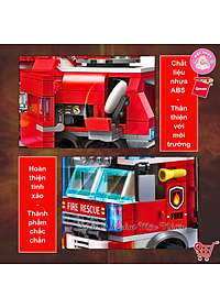 Đồ chơi lắp ráp xếp hình cứu hỏa Qman 2807 – Ô TÔ CỨU HỎA (366 mảnh ghép) dành cho bé trai trên 6 tuổi