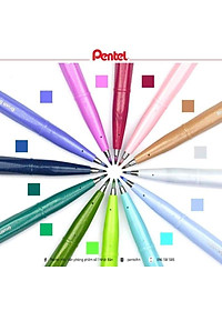 Bút viết thư pháp Pentel SES15C 12 màu cơ bản
