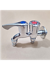 Vòi nước 2 đầu ra đa năng XRUI-HK, Vòi kép 2 van khóa gắn tường dành cho máy giặt