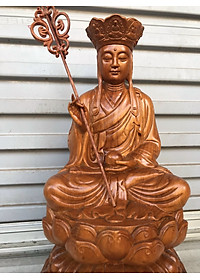 Tượng phật địa tạng vương bồ tát dáng đứng bằng gỗ hương đá kt 40×20×20cm