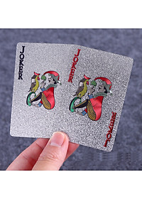 Bài Tây Poker Mạ Si BẠC Cao Cấp Phủ Nhũ BẠC Chính Hãng Amalife – Bộ 54 Lá Bài Pocker Nhựa Dẻo Chống Thấm Nước Chống Gãy Màu Bạc