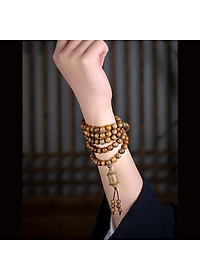 VÒNG CHUỖI 108 HẠT GỖ ĐÀN HƯƠNG XANH 8mm PHỐI KINH LUÂN KHẮC LỤC TỰ OM MANI