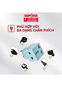 Ổ chia điện đầu nối thông minh P15 SOPOKA 1 chia 2 cửa có ổ cắm 3 chấu tiện lợi