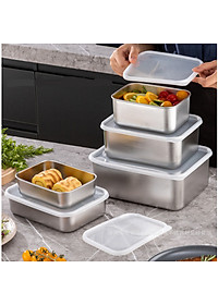 Hộp đựng thực phẩm tủ lạnh size 13.5x11x5cm kèm nắp nhựa chất liệu inox 304 dùng được cho lò vi sóng, chính hãng D Danido