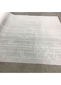 Giấy dán kính hình cây tre cây trúc màu trắng - khổ 90cm - có sẵn keo