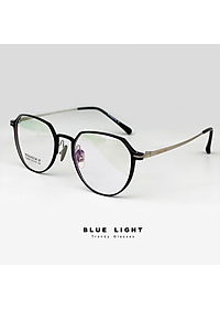 ọng Kính Cận, Kính Giả Cận TITANIUM Cao Cấp, Mắt Vuông Tròn, Siêu Nhẹ, Dẻo, Đen Vàng, Đen Bạc, Full Đen - BLUE LIGHT
