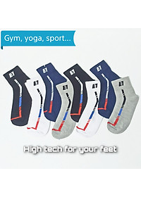 Vớ Tất Thể Thao Cổ Trung Cotton Cao Cấp AS-S201. Dày dặn, mềm mại, kháng khuẩn khử mùi, không hôi chân.  4 màu: Trắng, Đen, Xanh, Xám