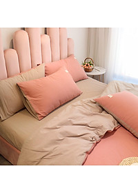 Bộ Chăn Ga Gối Cotton Tici LIDACO - Hồng Phấn Ga Be