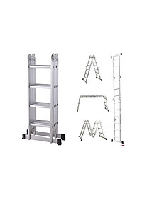 Thang nhôm gấp đoạn DIY TLG-4D chiều cao sử dụng tối đa chữ A 2.3m chữ I 4.7m - Tiêu chuẩn chất lượng an toàn Châu Âu