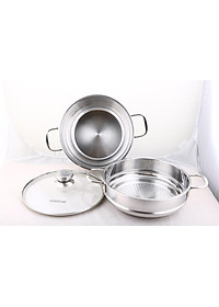 Bộ Nồi Xửng 3 Đáy Nắp Kính Fivestar ST-3DG - Hàng Chính Hãng