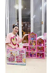 Đồ Chơi Cho Bé Gái, Đồ Chơi Lắp Ráp Ngôi Nhà Búp Bê 4 Tầng Kèm Bộ Phụ Kiện 194Pcs, Quà Tặng Sinh Nhật Cho Bé Gái
