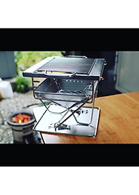 Bếp nướng than than hoa inox đồ cắm trại Campingmoon campoutvn MT35 du lịch dã ngoại xếp gọn có túi kèm theo dùng 8-10 người ăn A015